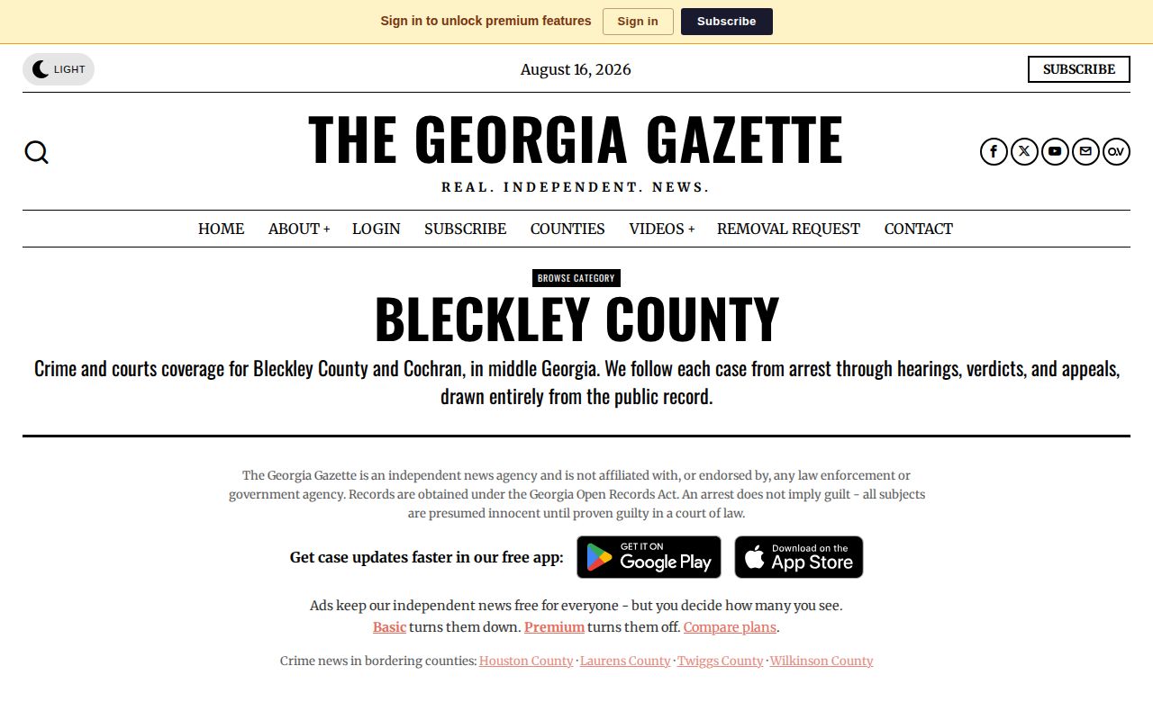 The Georgia Gazette Bleckley County crime news landing page